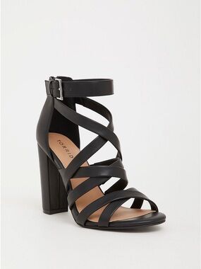 torrid Black Strappy Crisscross Block Heel Sandals